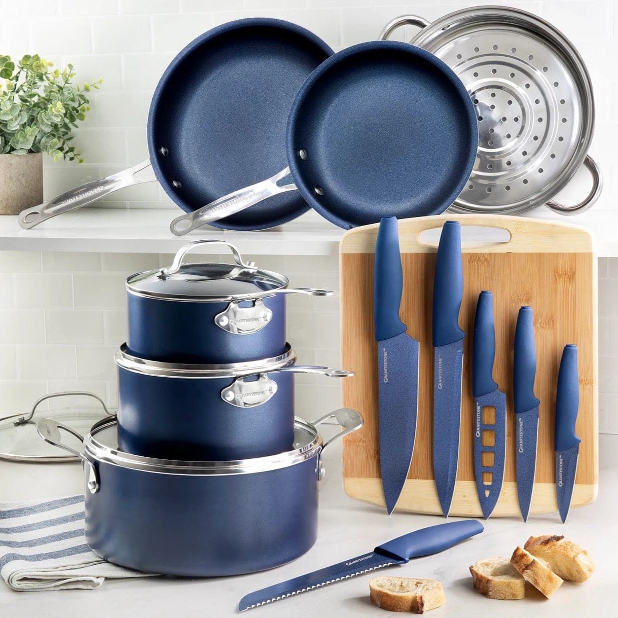 GraniteStone Diamond GraniteStone Diamond Stainless Steel Blue 10-in Stainless  Steel Cooking Pan in the Cooking Pans & Skillets department at