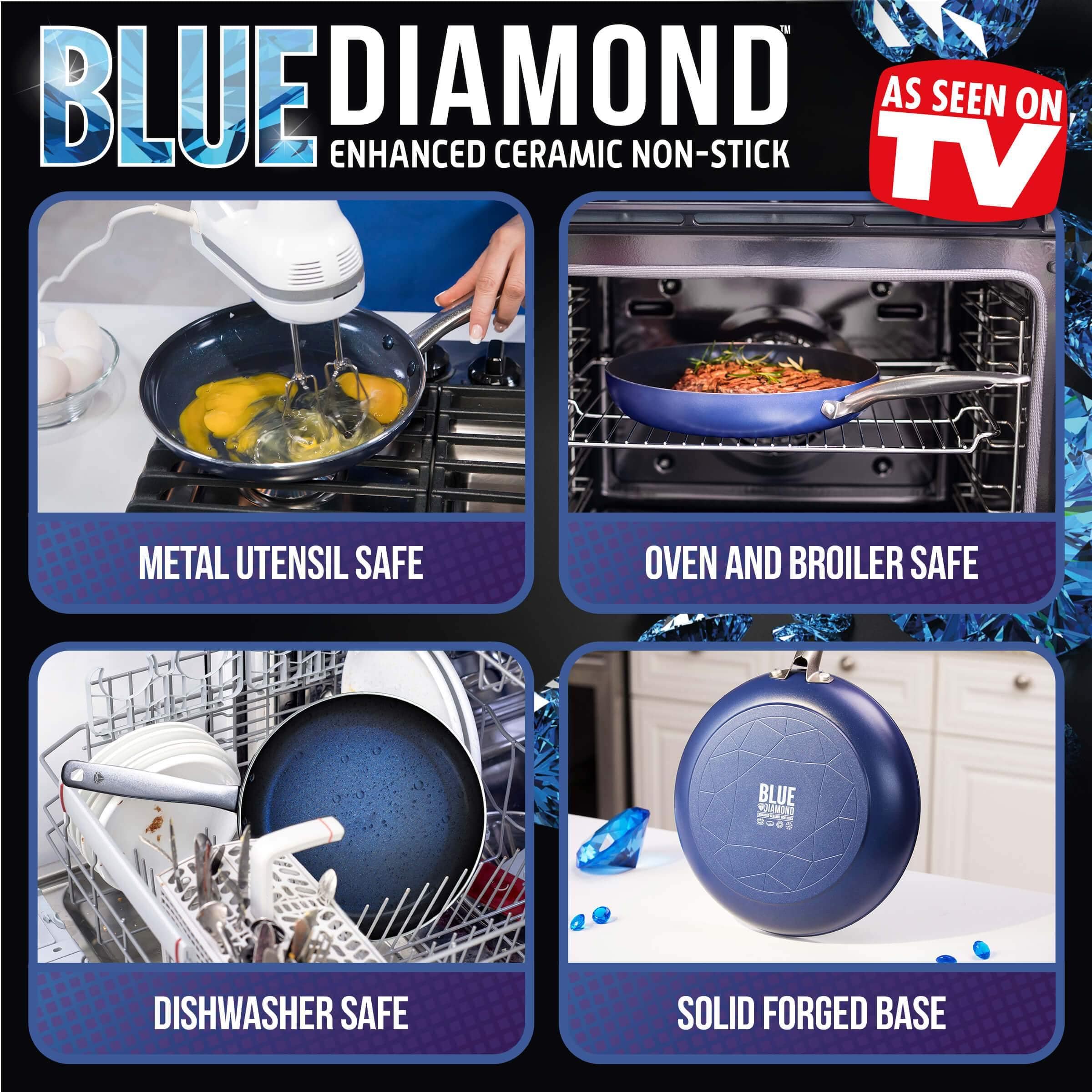 Blue Diamond 10-piece Enhanced Ceramic Nonstick Cookware Set As
