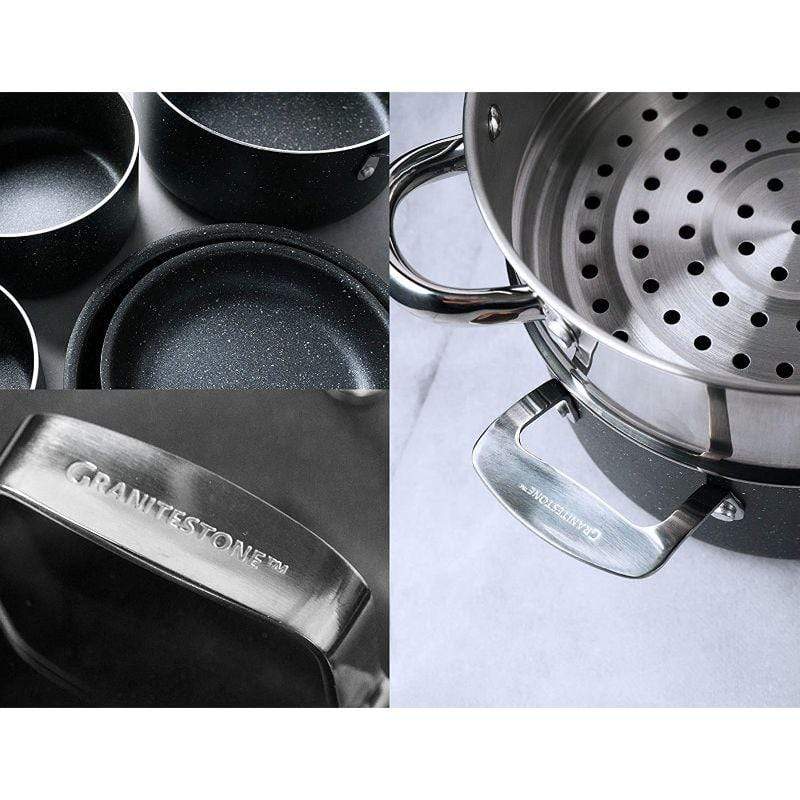 GraniteStone Diamond GraniteStone Diamond Stainless Steel Blue 12-in  Stainless Steel Cooking Pan in the Cooking Pans & Skillets department at