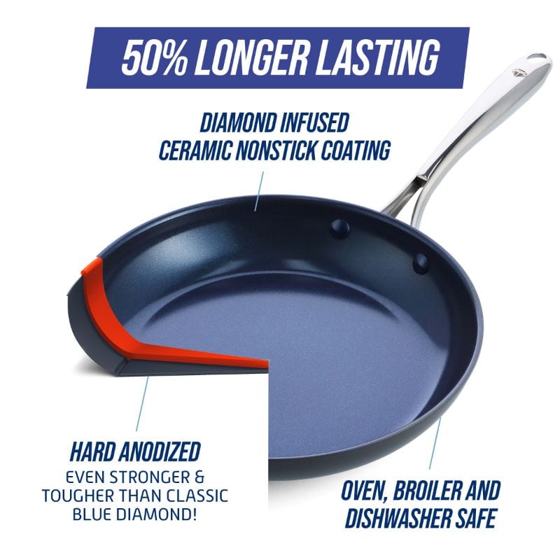 Blue Diamond Ceramic Non-Stick 30-Piece Cookware Set, Dishwasher