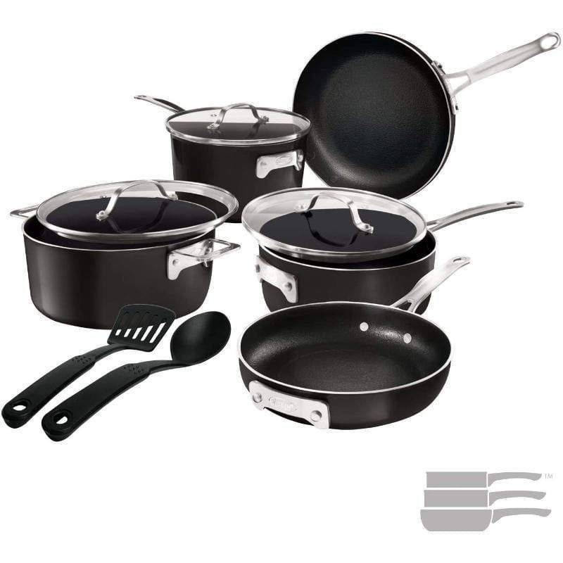 Gotham Steel Stackmaster 10 Pc. Space Saving Nonstick Cookware Set, Aluminum, Household