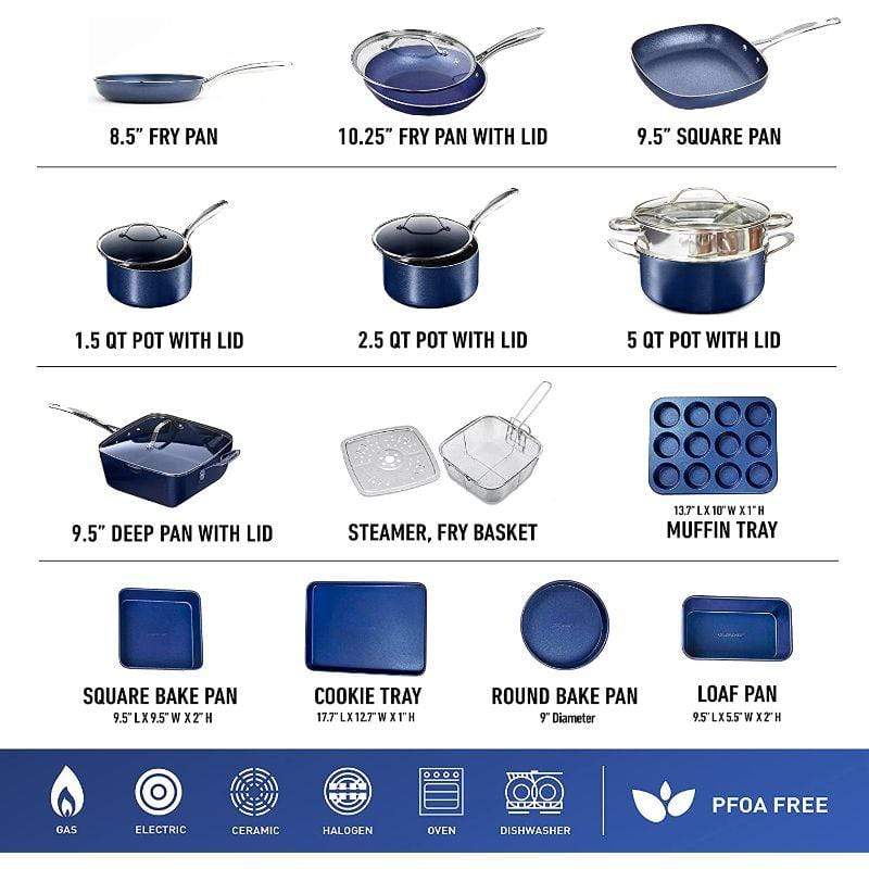 Buy Blue Diamond 5 Piece Non Stick Ceramic Pan Set