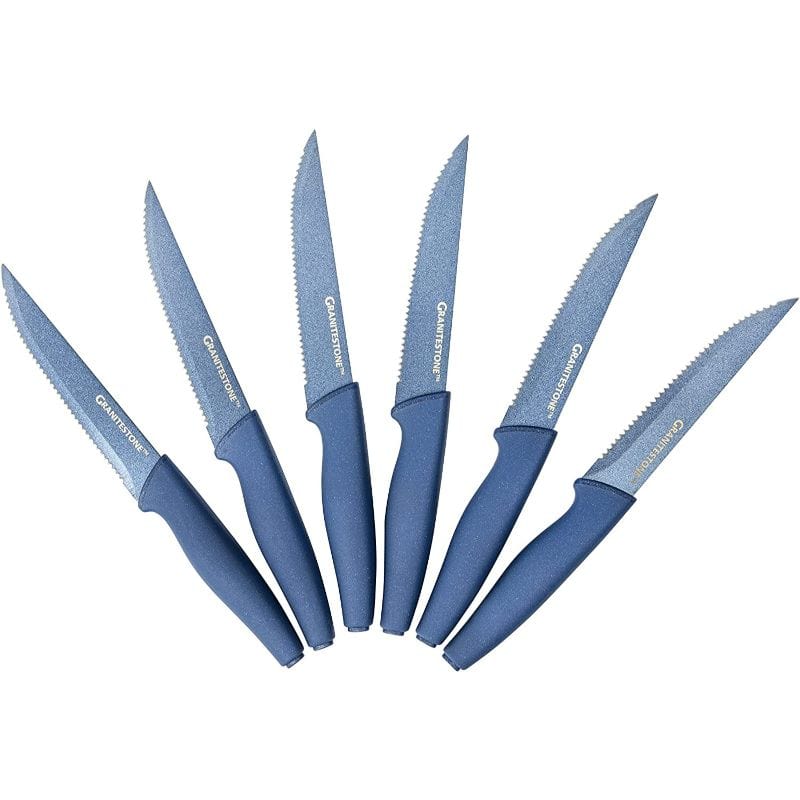 Granitestone Pro Nutriblade 14 Piece Stainless Steel Blue Knife Set With  Wooden Block : Target