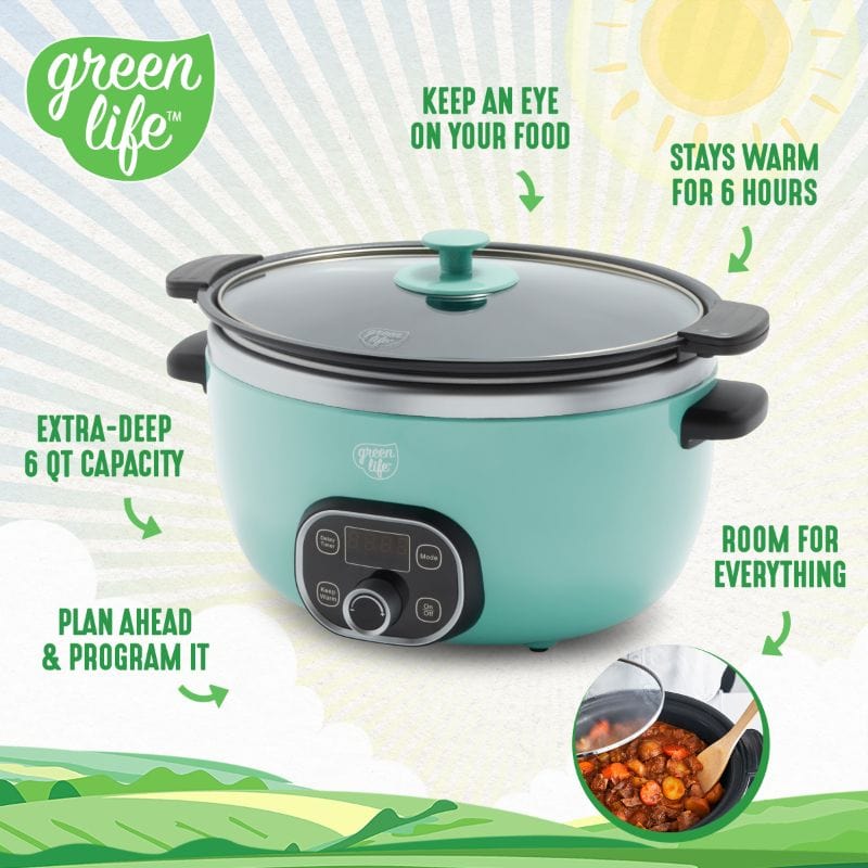 GreenLife Rice Cooker, Turquoise