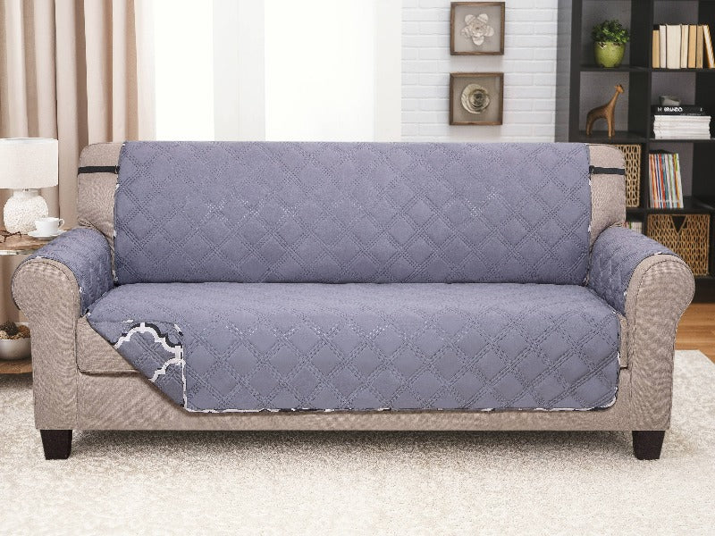 Diamond Pattern Microfiber Quilted Sofa Cover, Furniture Protector for Sofas,  Couch Cover with Non-Slip Elastic